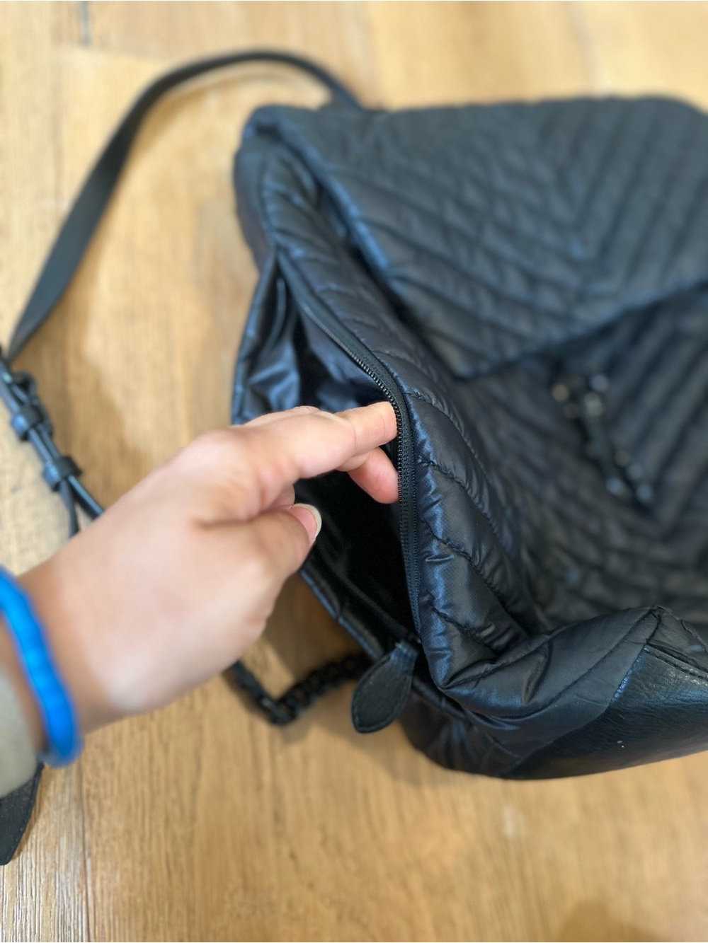 Rebecca Minkoff Black Quilted Nylon Convertible Backpack - Picture 6 of 6